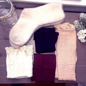 Cozy bundle of socks, tights, and ankle warmers